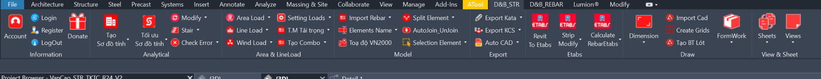 D&B Ribbon trong Autodesk Revit